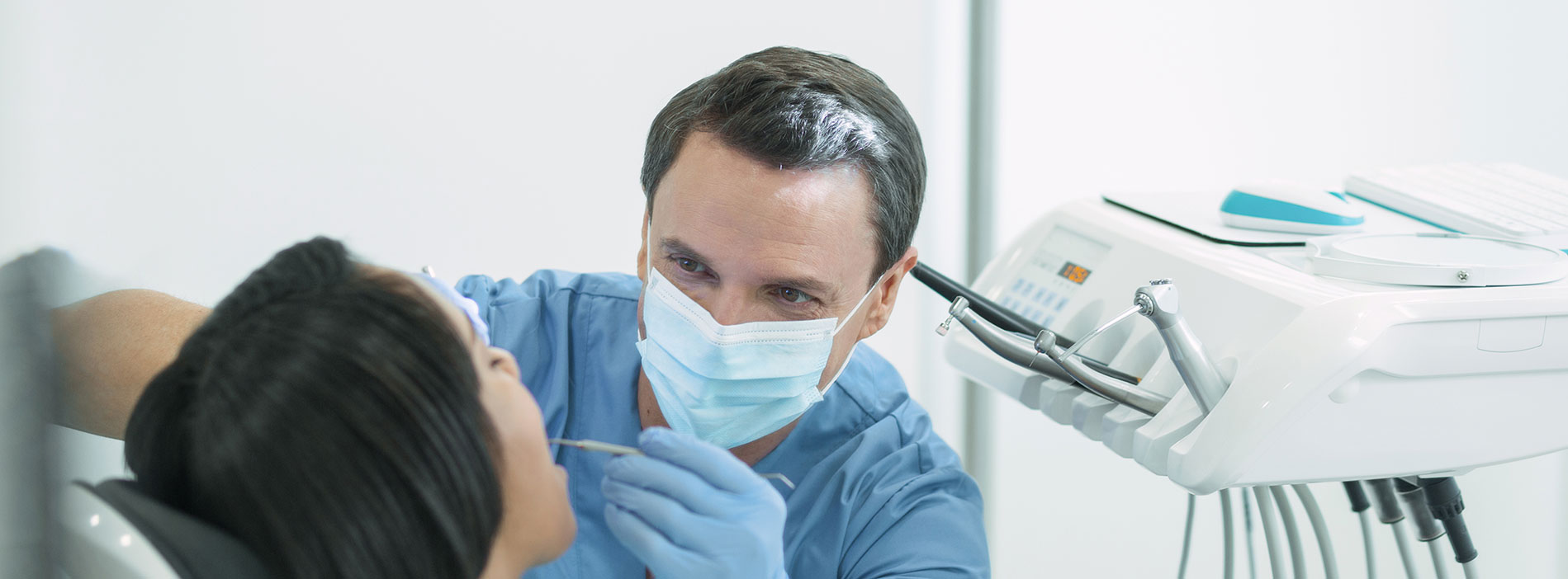 Dentist doing a ridge augmentation surgery