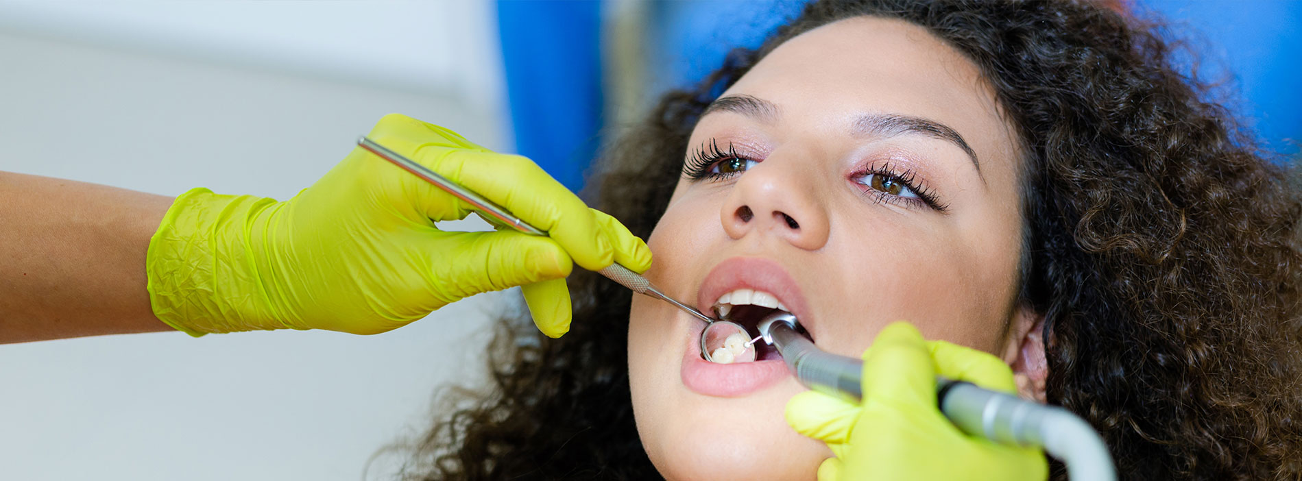 Woman having dental bonding